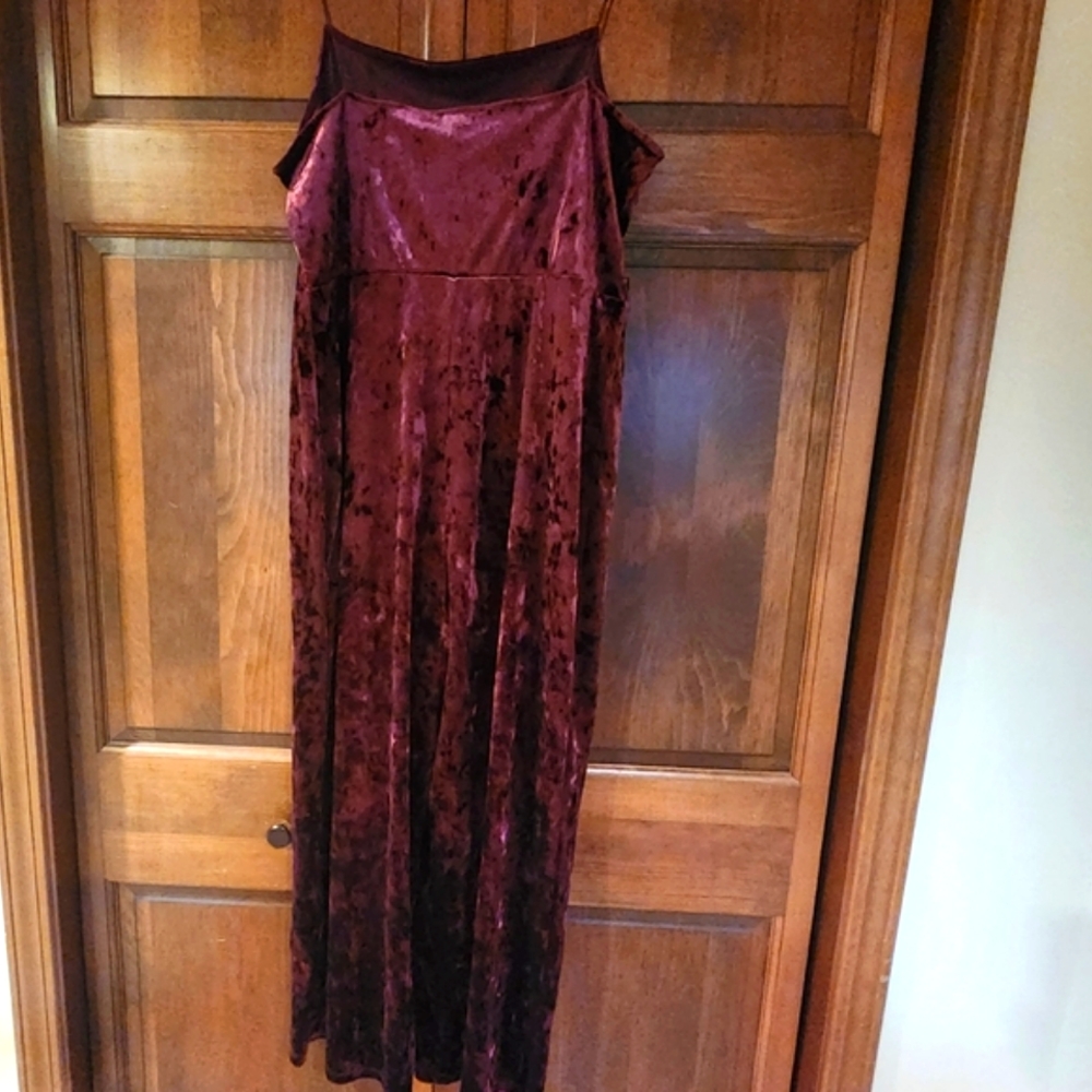 Topshop Maroon Velour Jumpsuit Sz 8